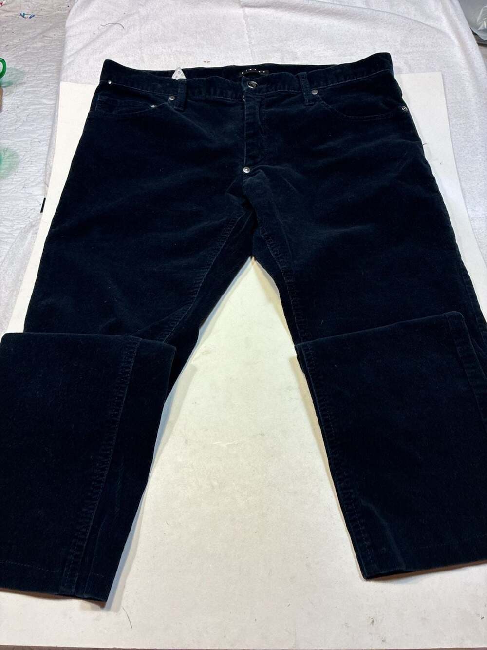 Sisley dark navy corduroy five-pocket trousers